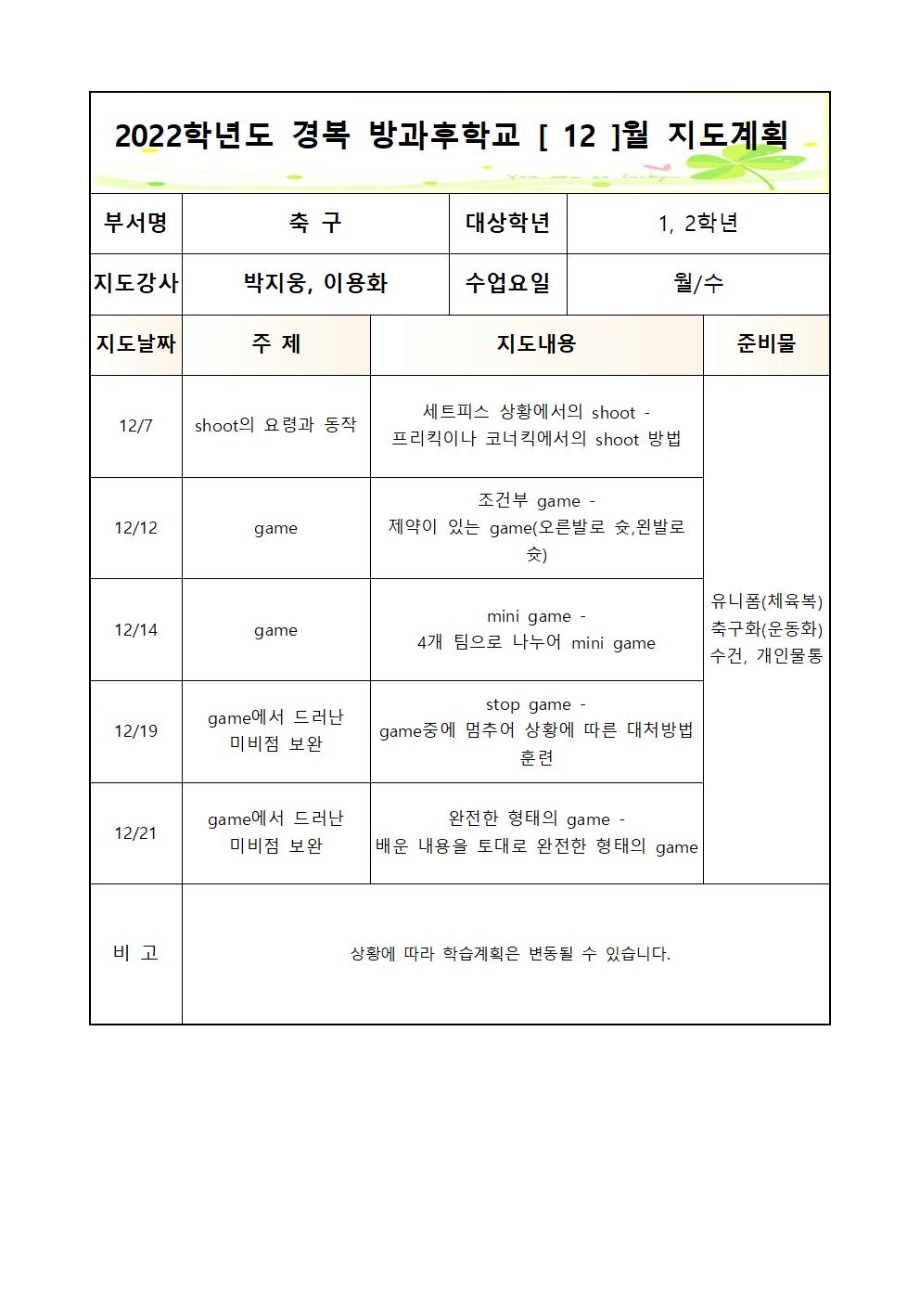 2022 방과 후 학교 축구부 2학기 월별 지도계획(월,수 - 1,2학년)004.jpg